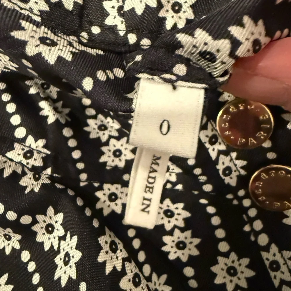 Sandro Paris Silk Printed Ruffled Blouse Size 0 US2 - Picture 6 of 8